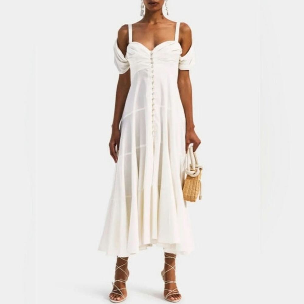 Cult Gaia Mina Dress Cream Ivory White Button Down Front Small - Picture 15 of 16
